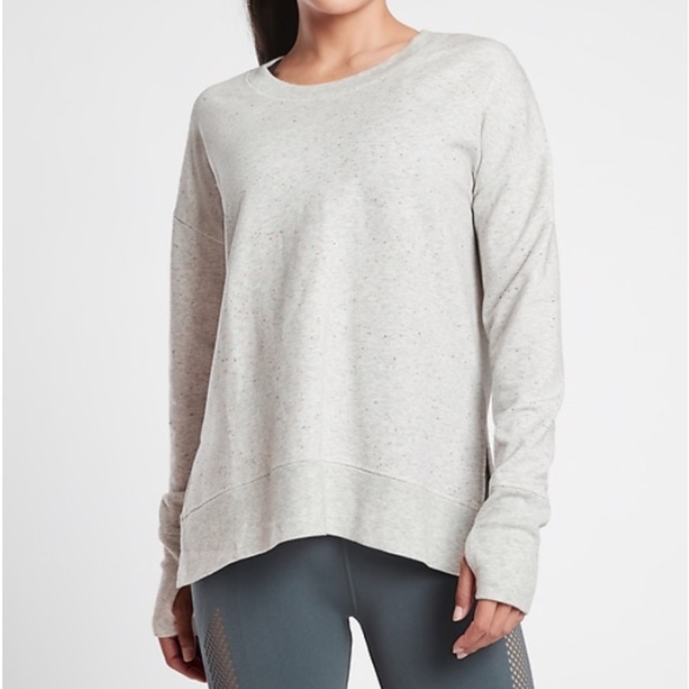 Athleta Balance Crew Neck Sweatshirt‎ Gray/Multi Dot